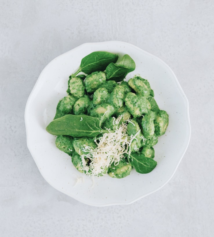 Green Gnocchi in Pesto Sauce